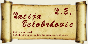 Matija Belobrković vizit kartica